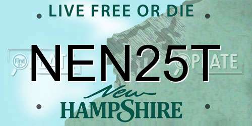 NEN25T New Hampshire License Plate