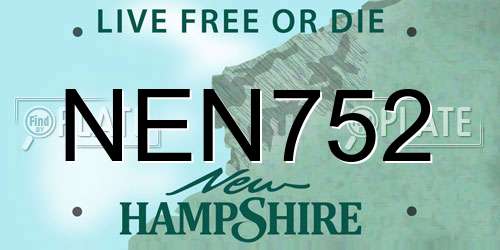 NEN752 New Hampshire License Plate