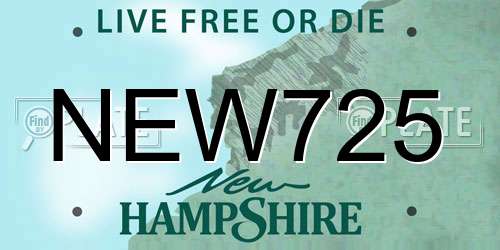 NEW725 New Hampshire License Plate
