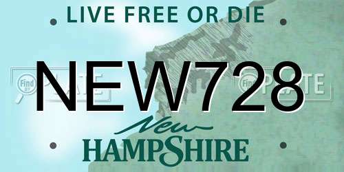NEW728 New Hampshire License Plate