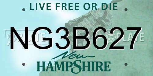 NG3B627 New Hampshire License Plate