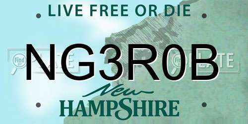 NG3R0B New Hampshire License Plate