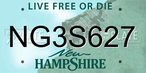 NG3S627 New Hampshire License Plate