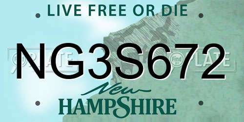 NG3S672 New Hampshire License Plate