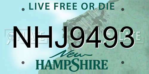 NHJ9493 New Hampshire License Plate