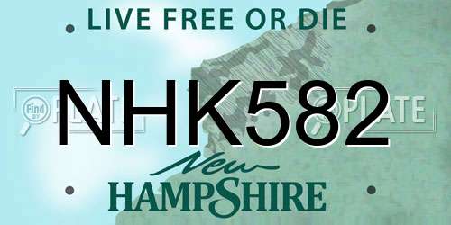 NHK582 New Hampshire License Plate