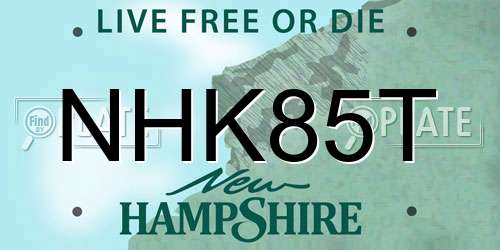 NHK85T New Hampshire License Plate