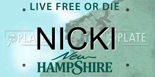 NICKI New Hampshire License Plate