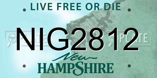 NIG2812 New Hampshire License Plate