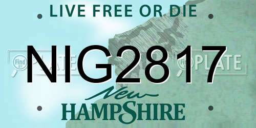 NIG2817 New Hampshire License Plate