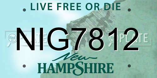 NIG7812 New Hampshire License Plate