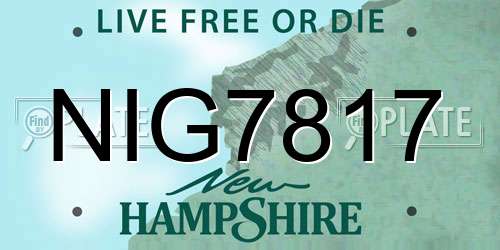 NIG7817 New Hampshire License Plate