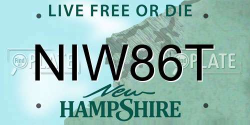 NIW86T New Hampshire License Plate