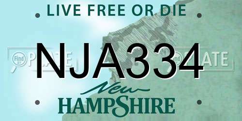 NJA334 New Hampshire License Plate