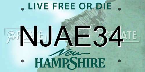 NJAE34 New Hampshire License Plate
