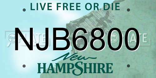 NJB6800 New Hampshire License Plate