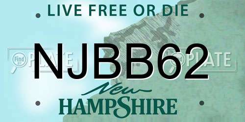 NJBB62 New Hampshire License Plate