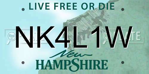 NK4L1W New Hampshire License Plate