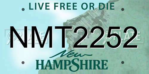 NMT2252 New Hampshire License Plate