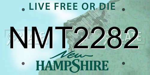 NMT2282 New Hampshire License Plate
