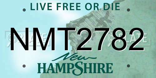 NMT2782 New Hampshire License Plate