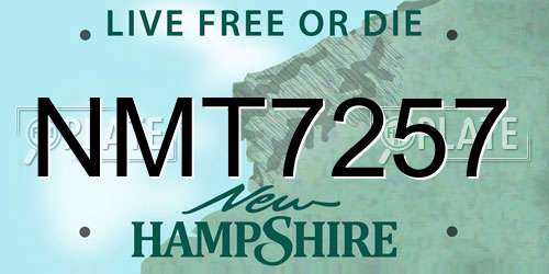 NMT7257 New Hampshire License Plate