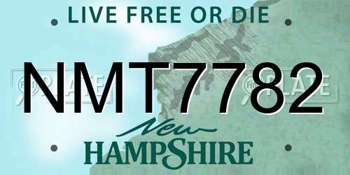 NMT7782 New Hampshire License Plate