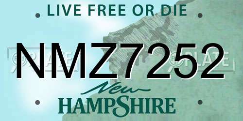NMZ7252 New Hampshire License Plate
