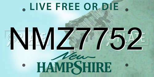 NMZ7752 New Hampshire License Plate