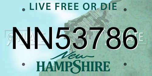 NN53786 New Hampshire License Plate