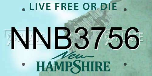 NNB3756 New Hampshire License Plate