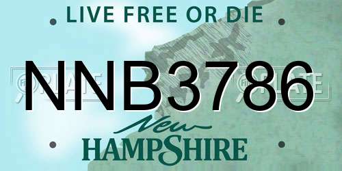 NNB3786 New Hampshire License Plate