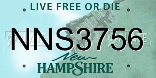 NNS3756 New Hampshire License Plate
