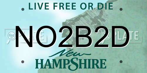 NO2B2D New Hampshire License Plate