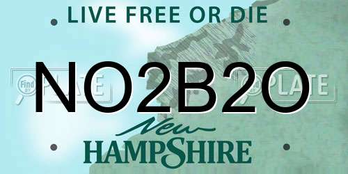 NO2B2O New Hampshire License Plate