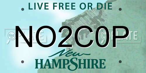 NO2C0P New Hampshire License Plate