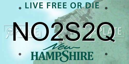 NO2S2Q New Hampshire License Plate