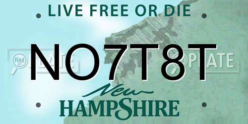 NO7T8T New Hampshire License Plate