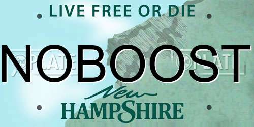 NOBOOST New Hampshire License Plate