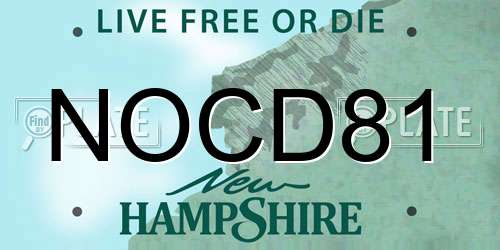NOCD81 New Hampshire License Plate