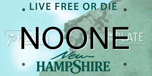 NOONE New Hampshire License Plate