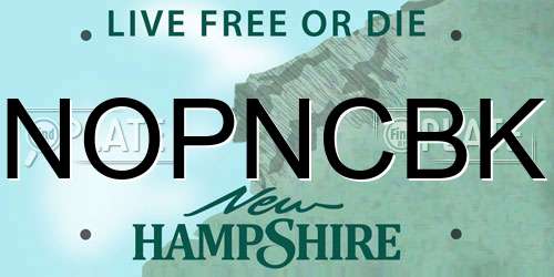 NOPNCBK New Hampshire License Plate