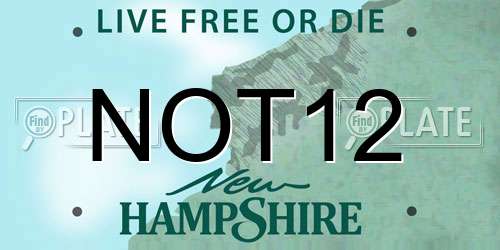 NOT12 New Hampshire License Plate