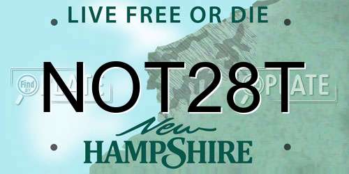 NOT28T New Hampshire License Plate