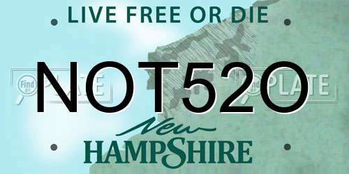 NOT52O New Hampshire License Plate