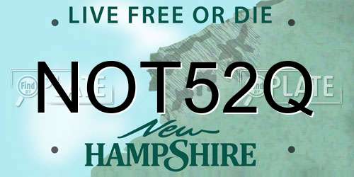 NOT52Q New Hampshire License Plate