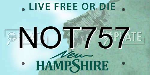 NOT757 New Hampshire License Plate