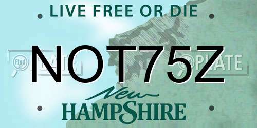 NOT75Z New Hampshire License Plate