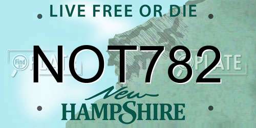 NOT782 New Hampshire License Plate