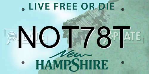 NOT78T New Hampshire License Plate